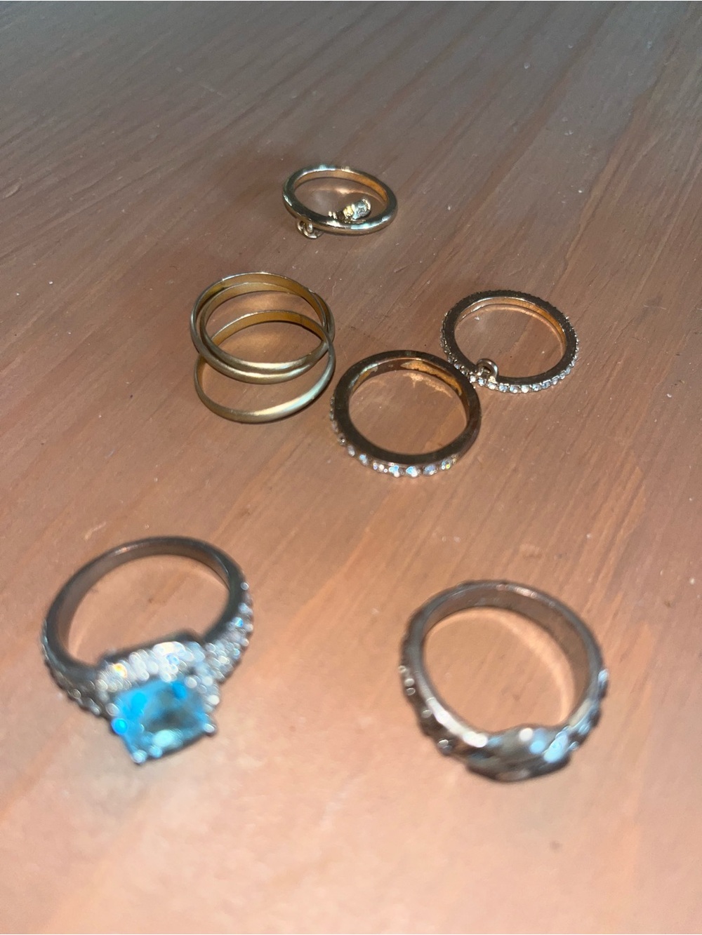 A lot of rings mushroom blue topaz cz’s all synthetic stones gold silver